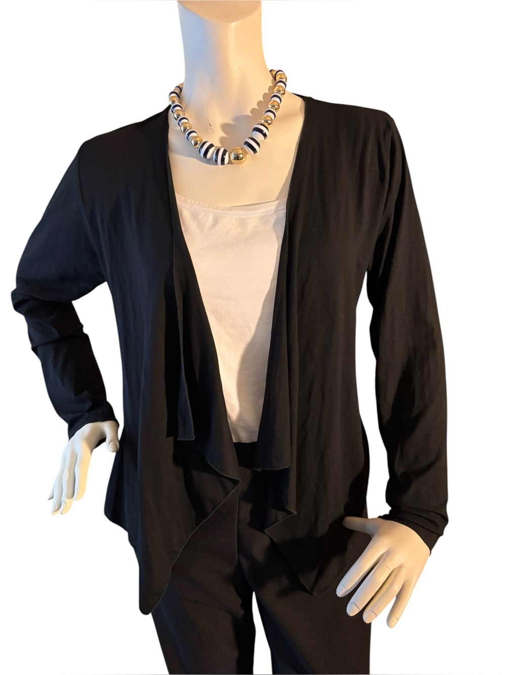 Masai Black Draped Women’s Long Sleeve Cardigan, Medium